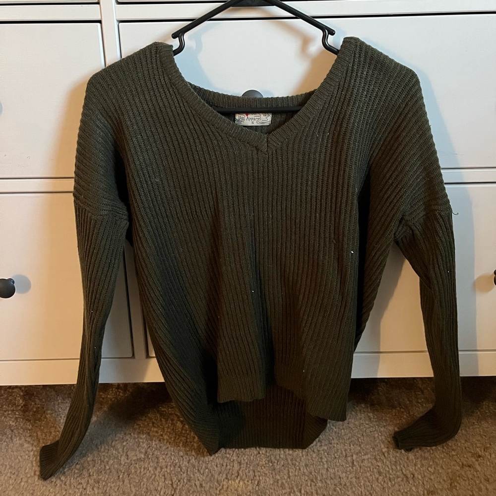Poof Apparel Green Long-Sleeved Sweater, Size Small